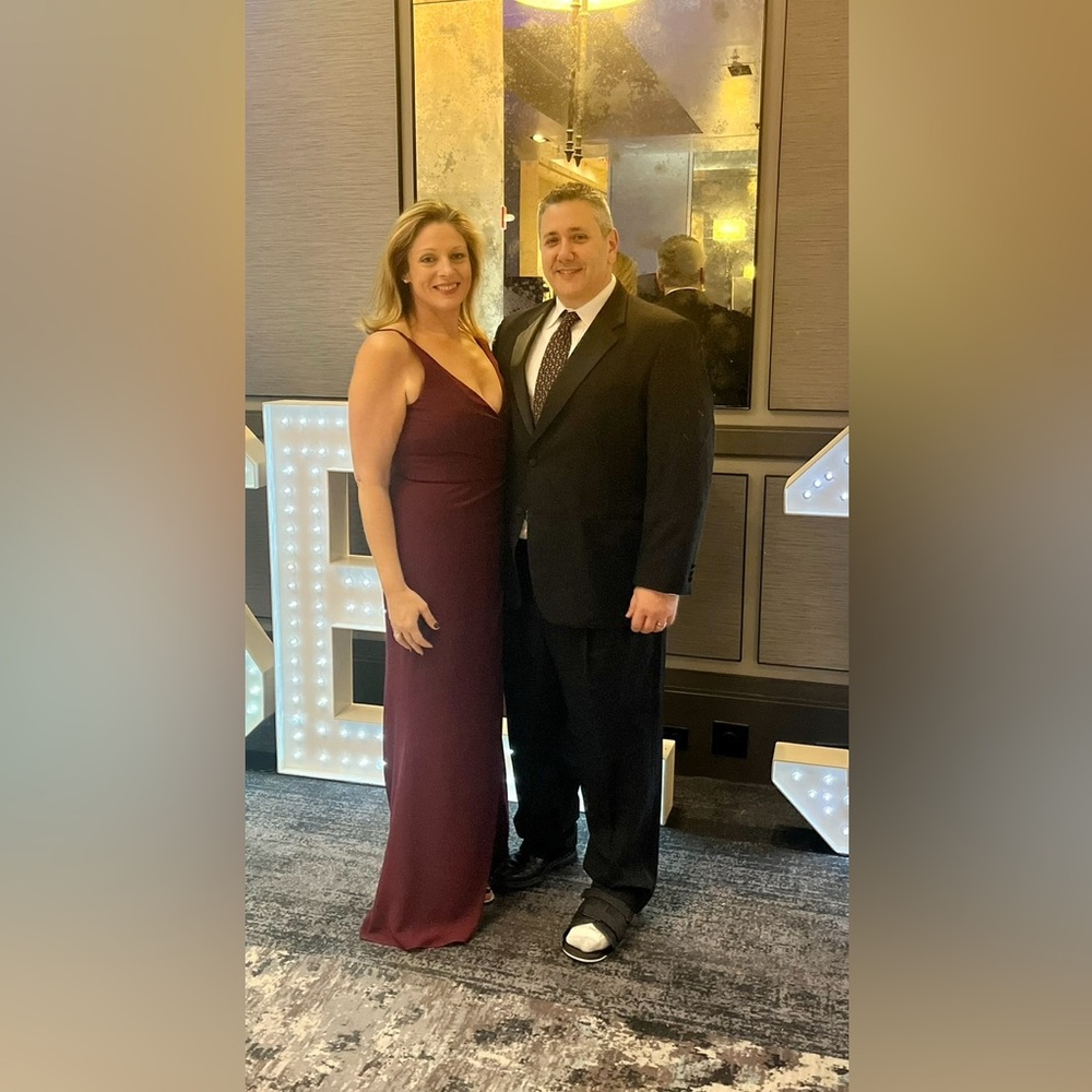 Dress the Population Burgundy Jordan Ruched Side Slit Dress Gown